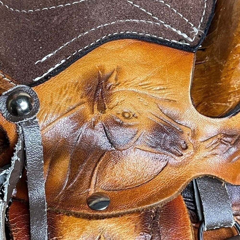 Brown Leather Stamped Novelty Western Cowgirl Cowboy Saddle Purse‌‌‌‌‌‌‌‌‌‌‌‌‌ - Picture 11 of 13
